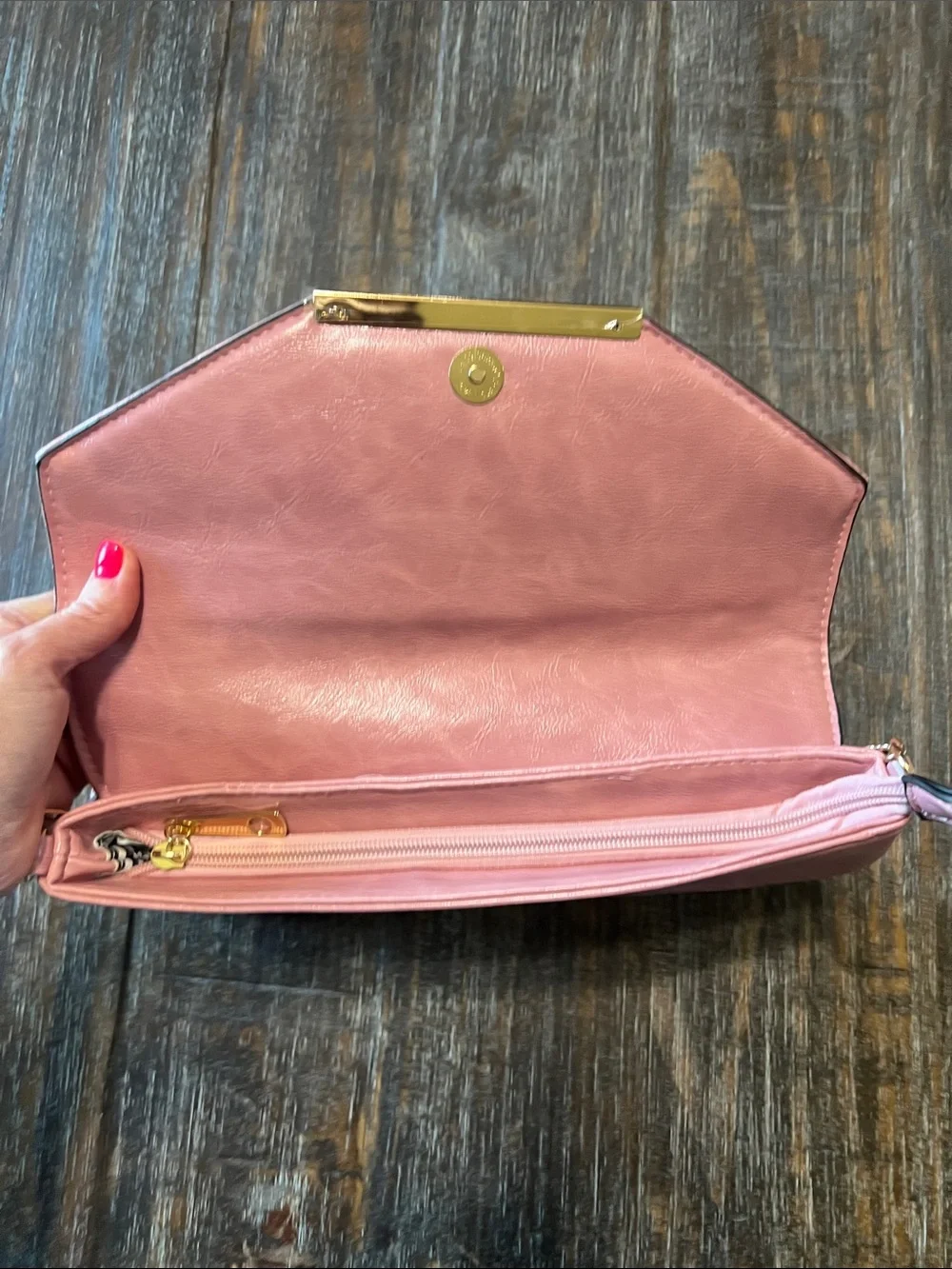 Pink Quilted Chain Crossbody Clutch